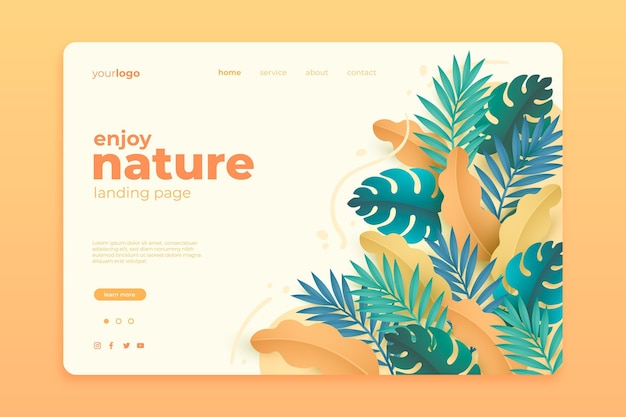 Schöne natur landing page vorlage