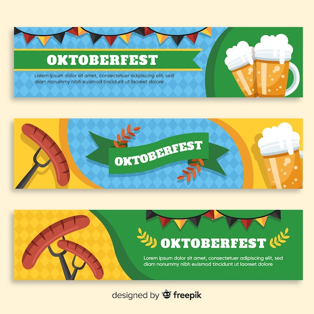 Schöne oktoberfest-banner mit flachem design