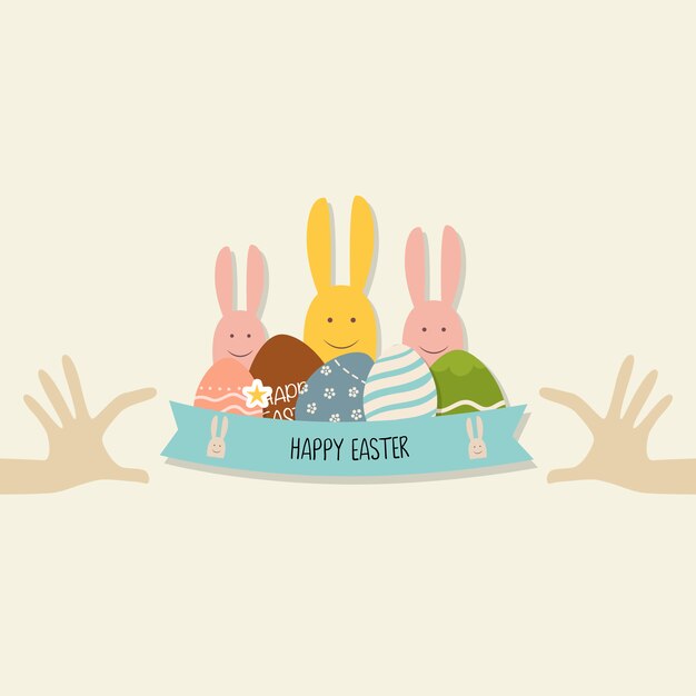 Schöne Ostern-Kaninchen-Familie