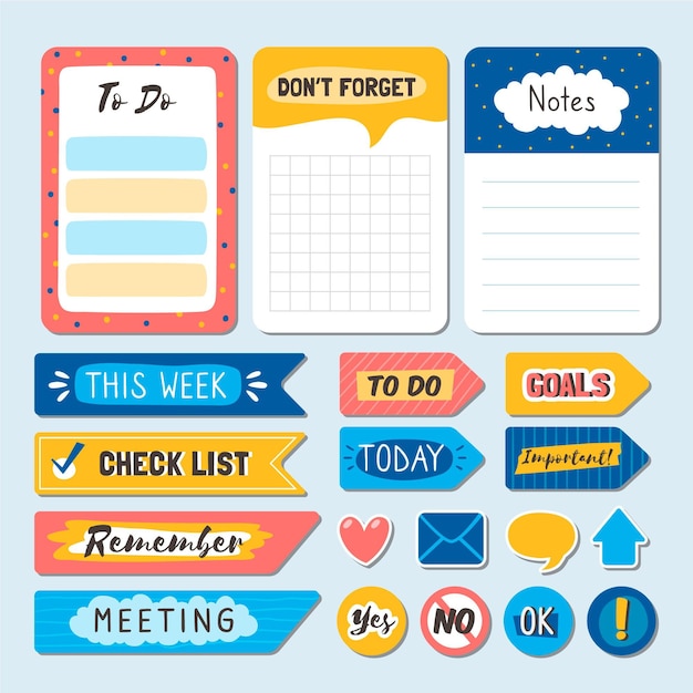 Schöne Planer Scrapbook Elemente Pack