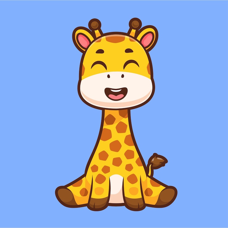 Kostenlose Vektor schöne sitzende giraffe zeichentrickfilm-vektor-ikonen illustration tier-natur-iconen isolierte flache vektor