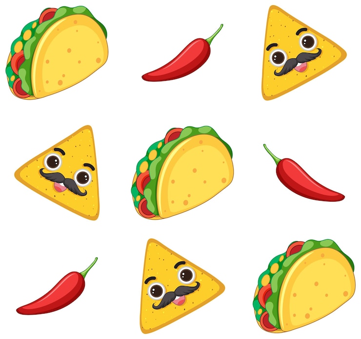 Kostenlose Vektor schöne tacos und pfeffermuster