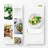 Kostenloser Vektor schöne vegane restaurant-landing-page-vorlage für handys