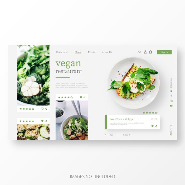 Schöne vegane Restaurant-Landing-Page-Vorlage