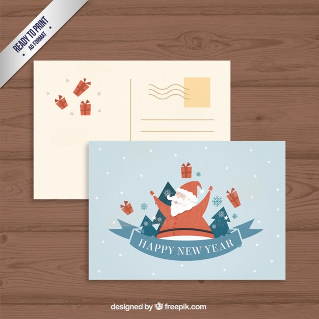 Kostenloser Vektor schöne weihnachtsmann-postkarte