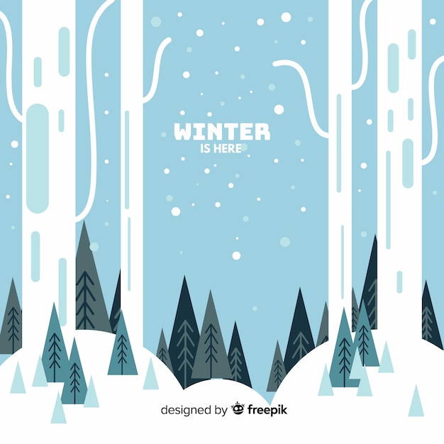 Kostenloser Vektor schöne winterlandschaft mit flachem design