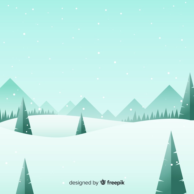 Schöne winterlandschaft mit flachem design