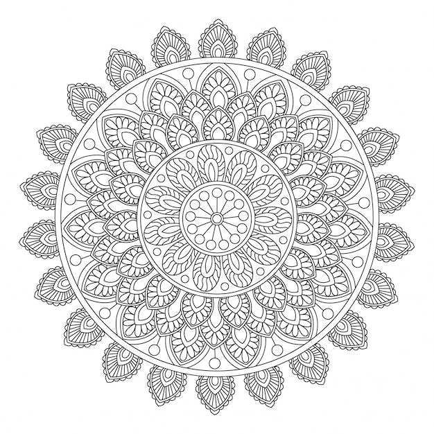 Kostenloser Vektor schöner blumen-mandala-entwurf, kreatives dekoratives dekoratives element im kreisform.