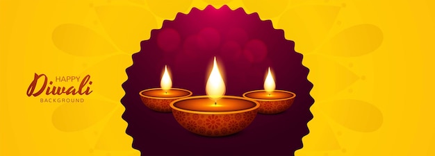 Kostenloser Vektor schöner diwali diya öllampe feier banner hintergrund