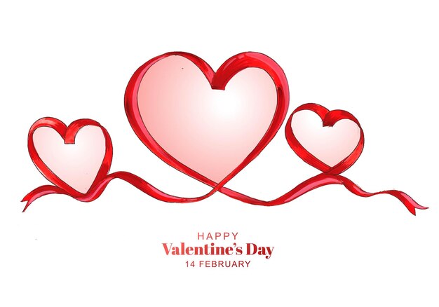 Schöner gewellter Herzformband-Valentinstagkartenhintergrund