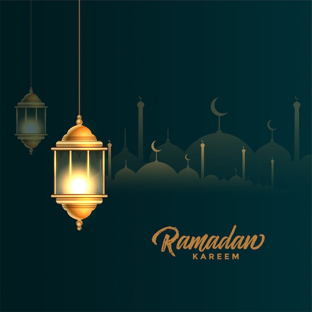 Schöner goldener arabischer laternen-ramadan-kareem-hintergrund