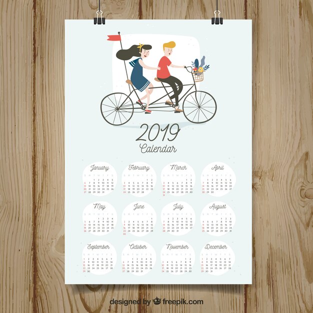 Schöner Kalender 2019 im flachen Design