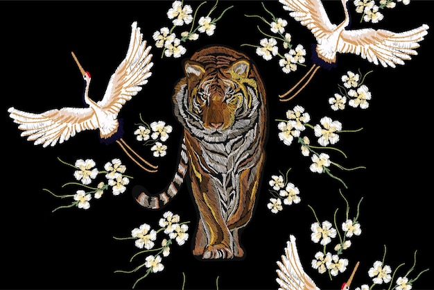 Schöner nahtloser vektorblumensommermusterhintergrund mit tropischen japanischen blumen des tigers