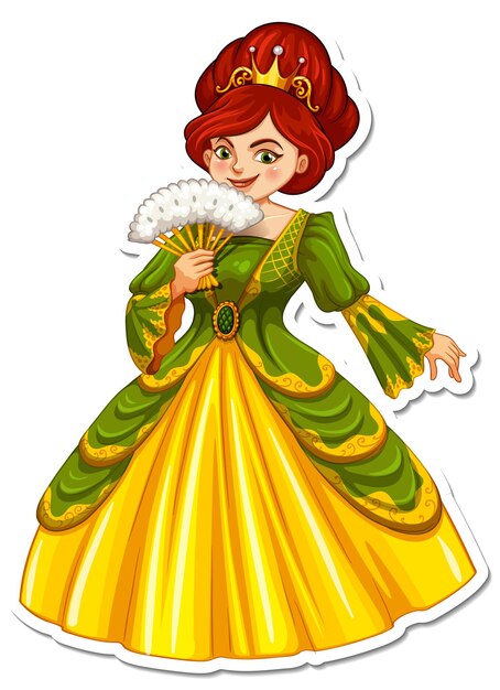 Schöner Prinzessin-Cartoon-Charakter-Aufkleber