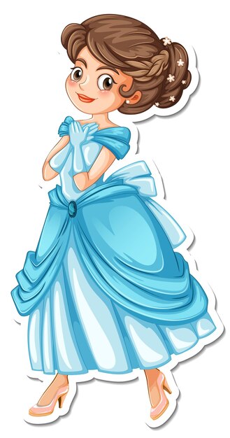 Schöner Prinzessin-Cartoon-Charakter-Aufkleber