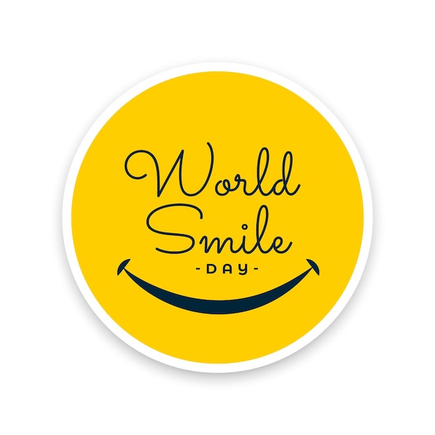 Schöner welt-lächeln-tagesaufkleber-hintergrund für freudige stimmung und emotionsvektor
