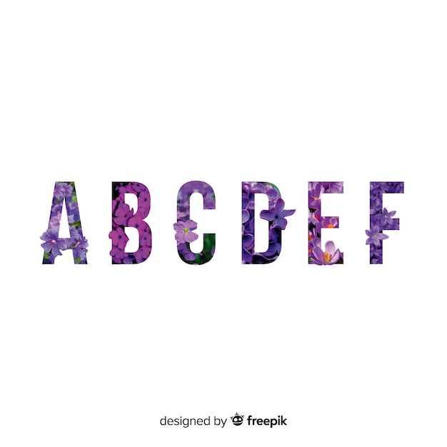 Kostenloser Vektor schönes alphabet mit blumen