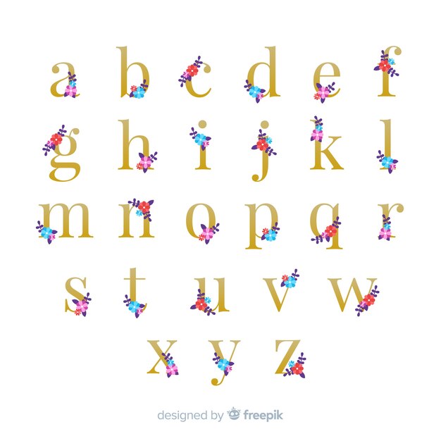 Schönes Alphabet mit Blumen