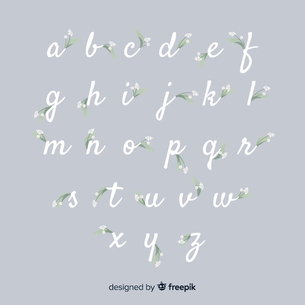 Kostenloser Vektor schönes alphabet mit blumen