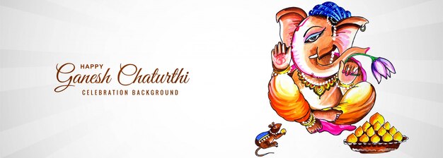 Schönes Aquarell-Schmalz Ganesh für Ganesh Chaturthi Banner Hintergrund