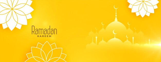 Schönes gelbes Blumenbannerentwurf des Ramadan kareem