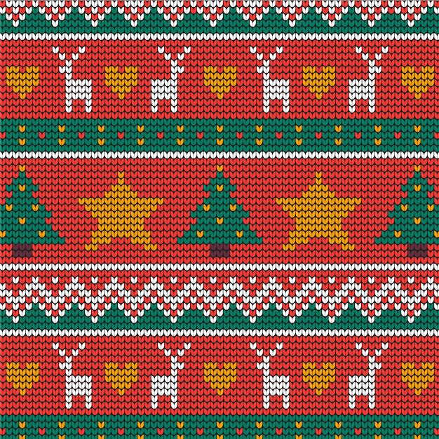 Kostenloser Vektor schönes gestricktes weihnachtsmuster