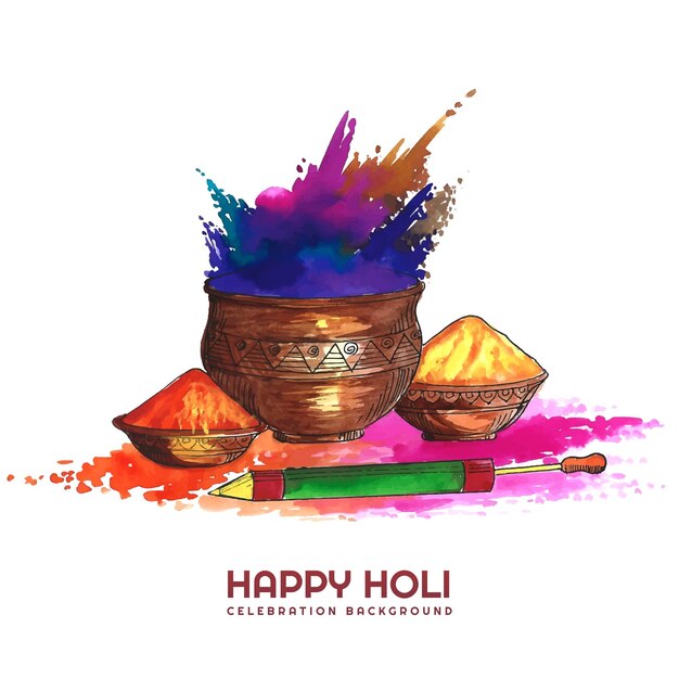 Schönes glückliches Holi-Hintergrundkartendesign
