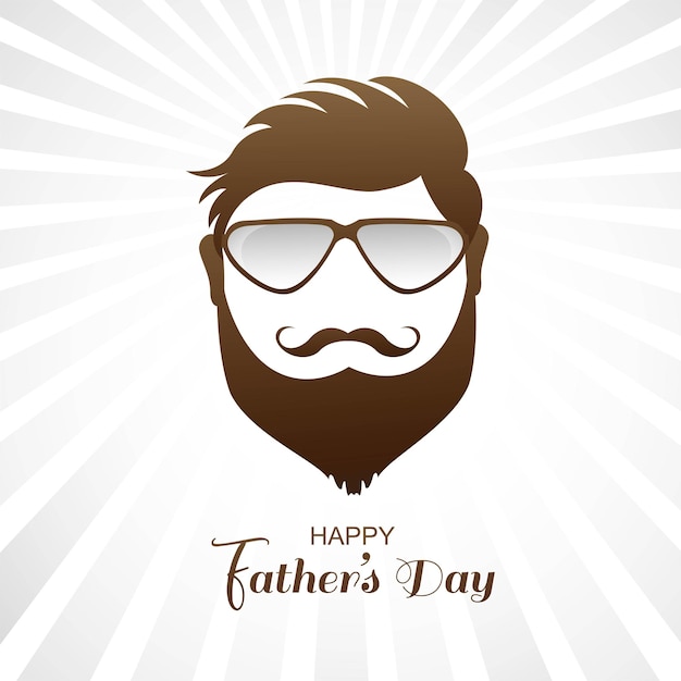 Schönes Manngesicht mit Bart auf Schnurrbartbrille glücklicher Vatertagshintergrund