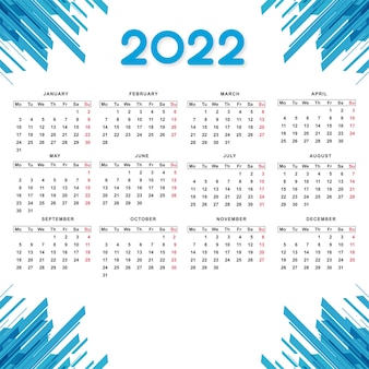 Schönes neues jahr kalenderdesign im wellenstil 2022