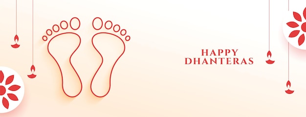 Schönes shubh dhanteras-göttin-charan-banner für segensvektor