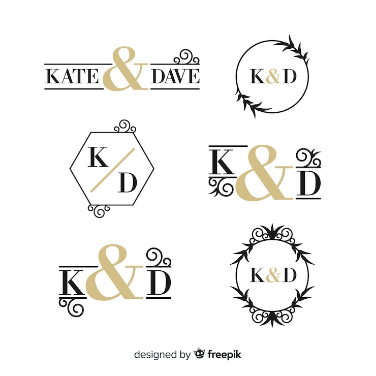 Kostenlose Vektor schönes und elegantes logo oder firmenzeichen stellten für hochzeit oder floristen ein