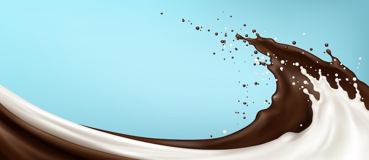 Kostenlose Vektor schokolade mit milch-splash-welle