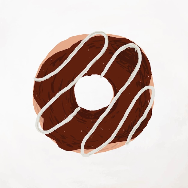 Schokoladenmattierter Donut-Elementvektor niedliche handgezeichnete Art