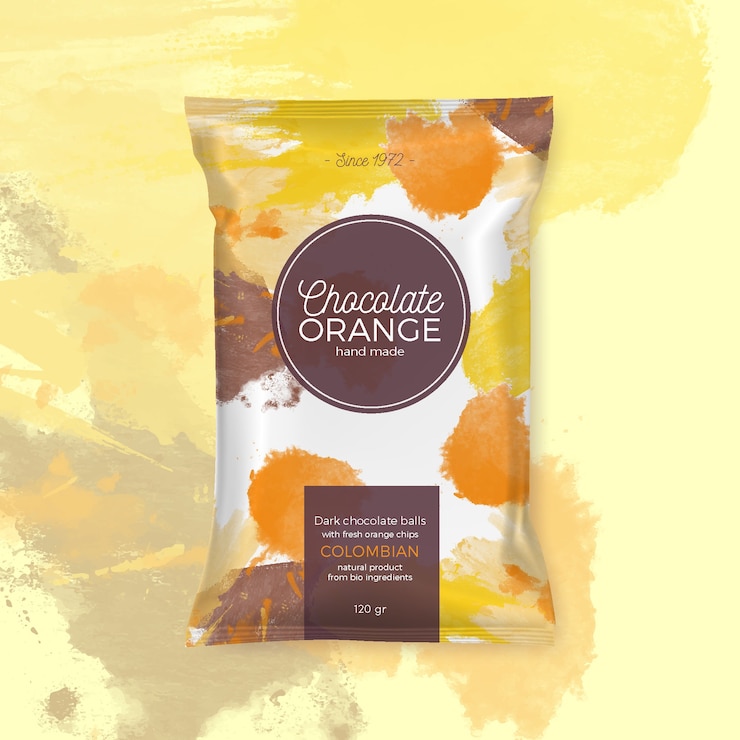 Kostenlose Vektor schokoladenorange bunte verpackung