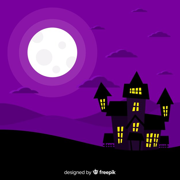 Schrecklicher Halloween-Hintergrund mit flachem Design