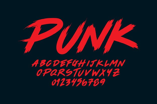 schreckliches Grunge-Pinsel-Alphabet-Set