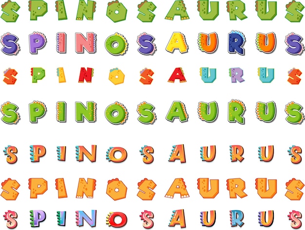 Kostenloser Vektor schriftdesign für spinosaurus