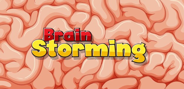 Schriftdesign für Word-Brainstorming mit Gehirn im Hintergrund