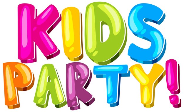 Schriftdesign für Wortkinderparty mit bunten Schriftarten