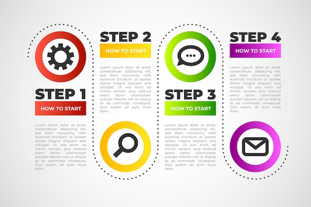 Kostenloser Vektor schritt infografik sammlung vorlage