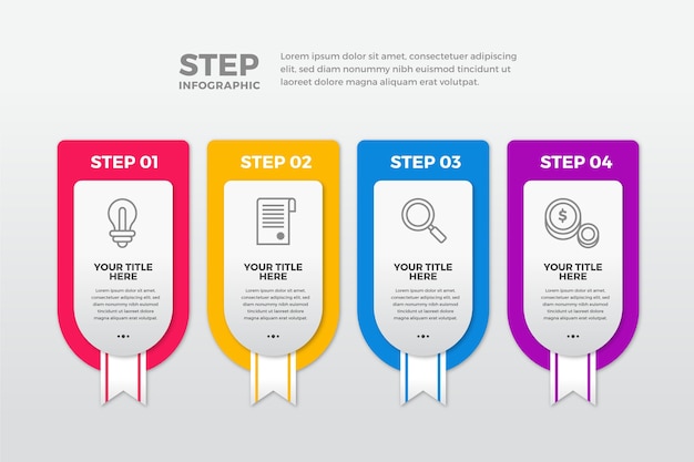 Kostenloser Vektor schritte infografik geschäftskonzept