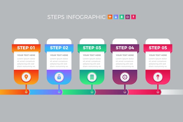 Schritte infografik sammlung