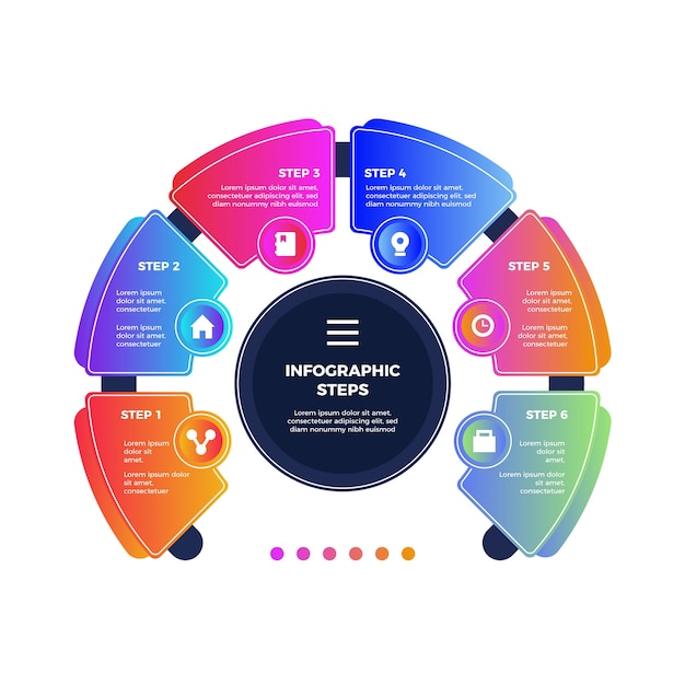 Schritte infographik farbverlauf vorlage