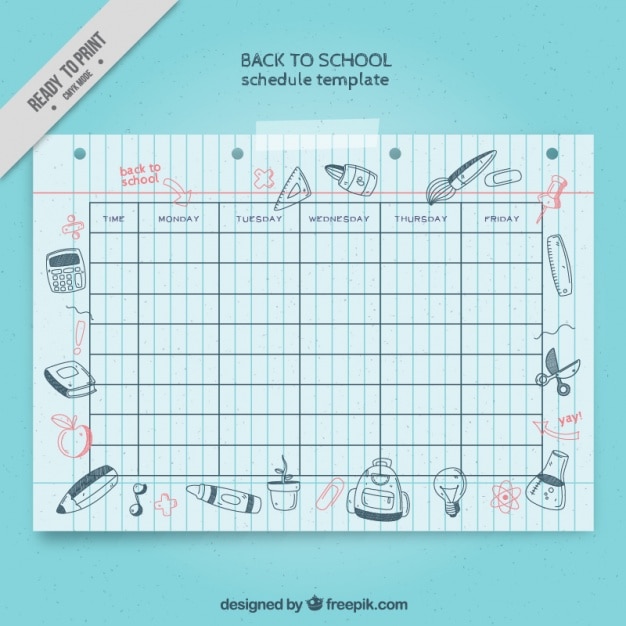 Schule zeitplan mit zeichnungen für die schule