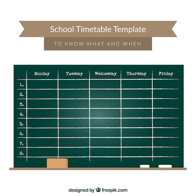 Kostenloser Vektor schule zeitplan realistisch tafel