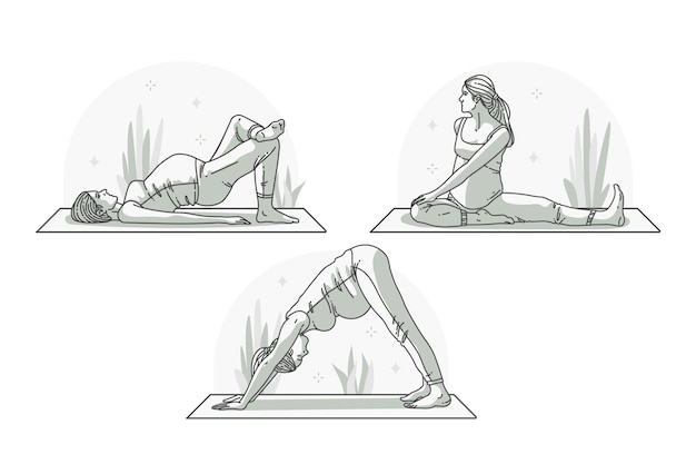 Schwangere machen yoga-pack