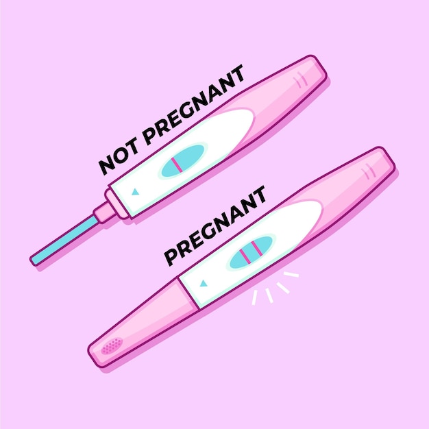 Schwangerschaftstest mit positivem und negativem Ergebnis