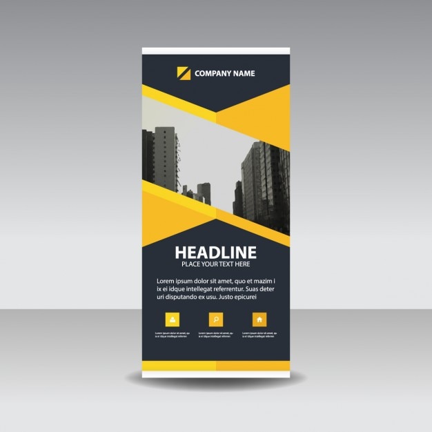 Schwarz Gelb kreative Roll up Banner-Vorlage