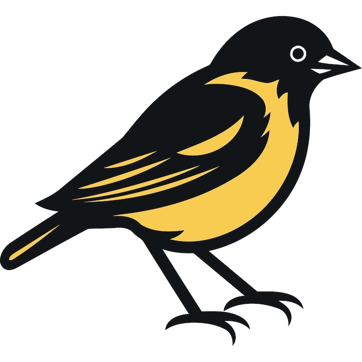 Kostenlose Vektor schwarz-gelbe vogel-illustration