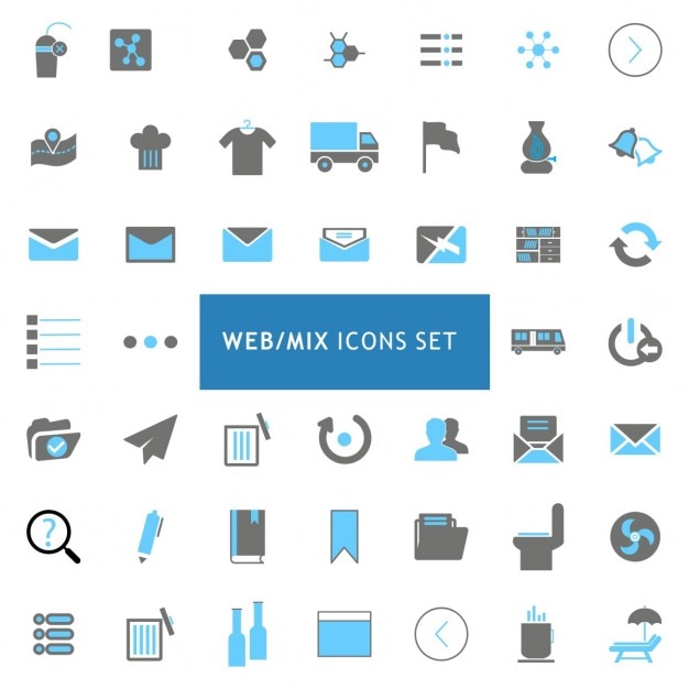 Schwarz und grau web-mix icons set